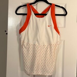 Nike White and Orange Racerback Tank